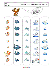 okul öncesi çocuklar için büyük küçük kavram çalışma sayfaları